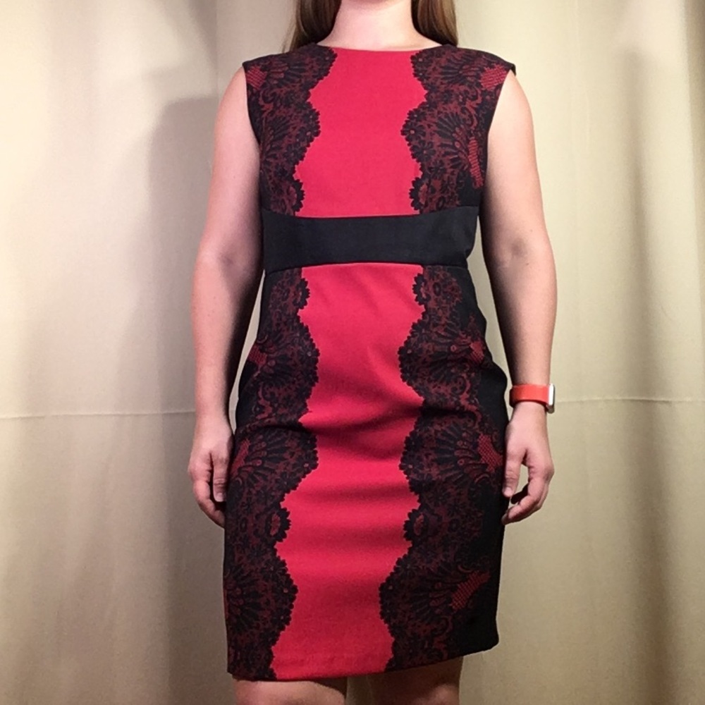 3/$25 Red dress with lace patterned